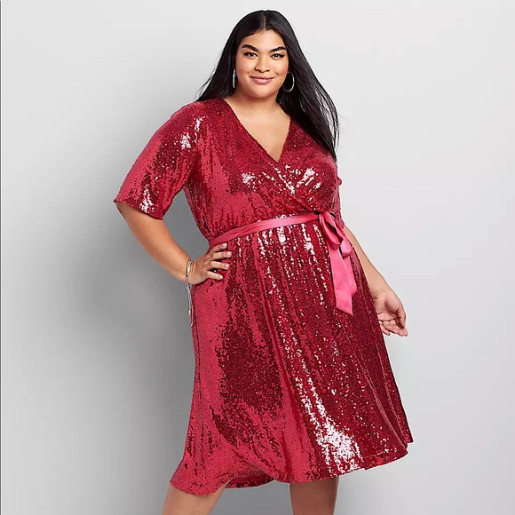 Lane Bryant Dresses & Skirts - 22/24 • Sequin Wrap Dress • Lane Bryant